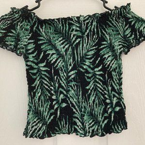 Black floral smocked top